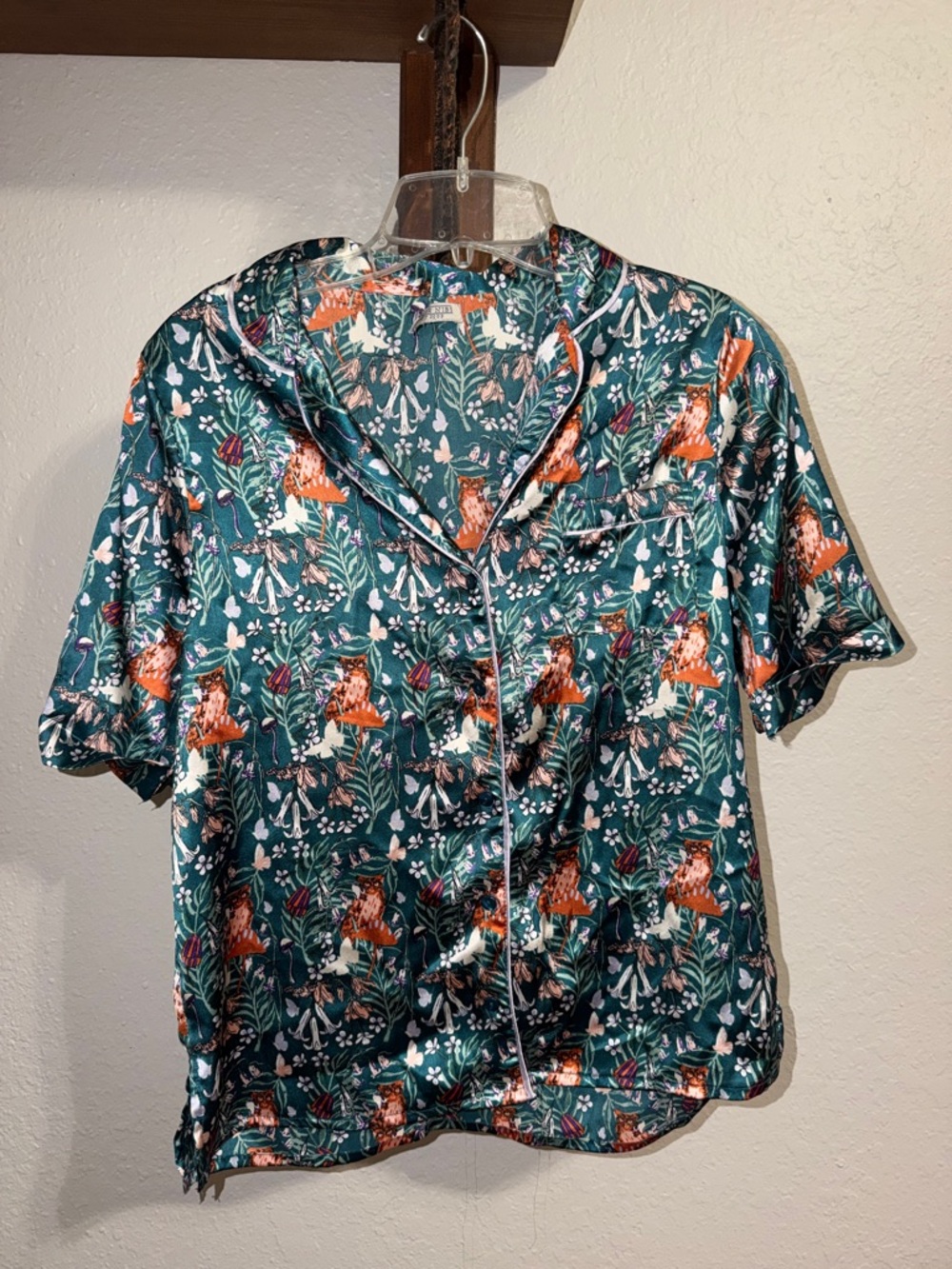 Their Nibs Silky Pajama Top Owl Mushroom Butterfly Wildflower Print